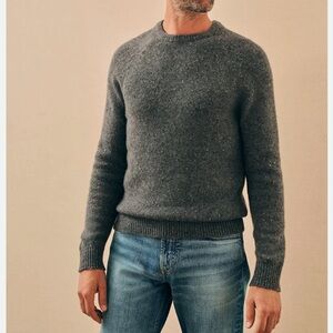 NWT Faherty Donegal Gray Crewneck Wool Sweater for Men